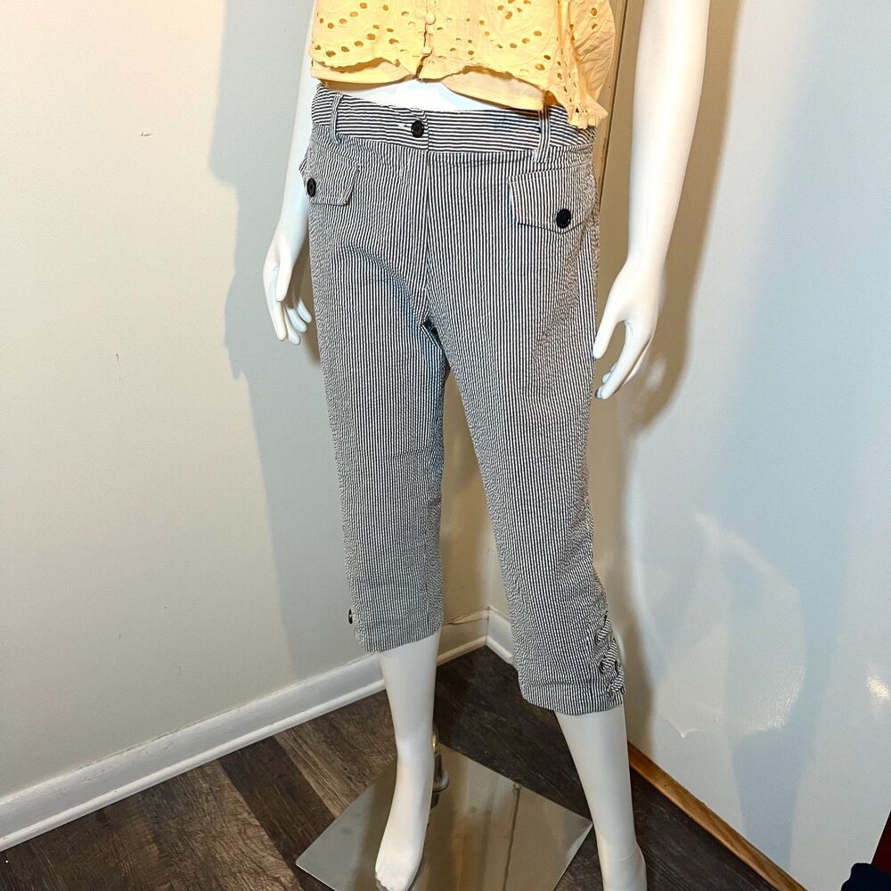 Jennifer & Grace Pinstripe Capris 8 Nautical Preppy Twee Retro Seersucker Pants